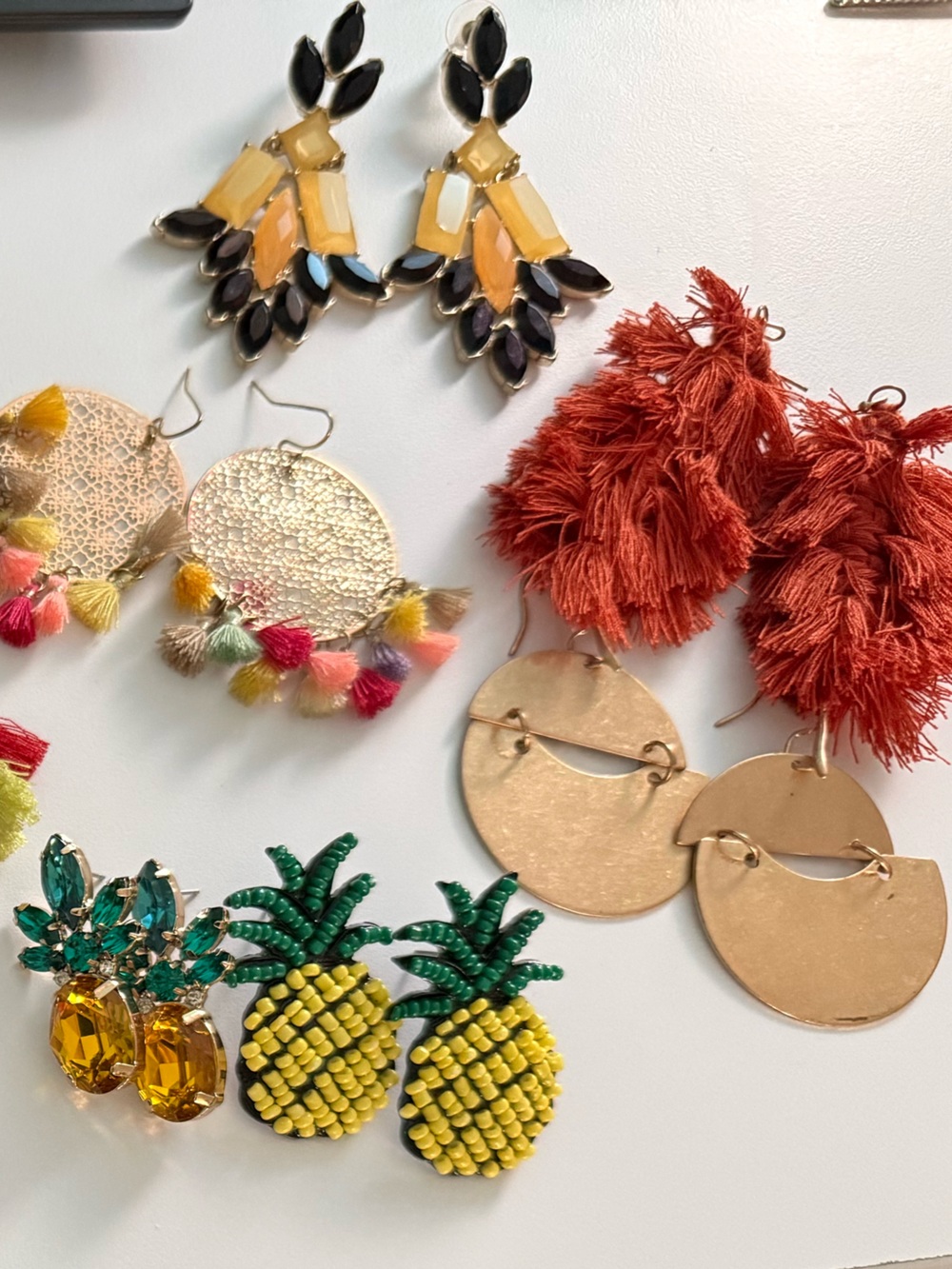 Retro Earring Lot Vintage 14 Pairs Bohemian Peasant Festival Mixed Metals Dangle